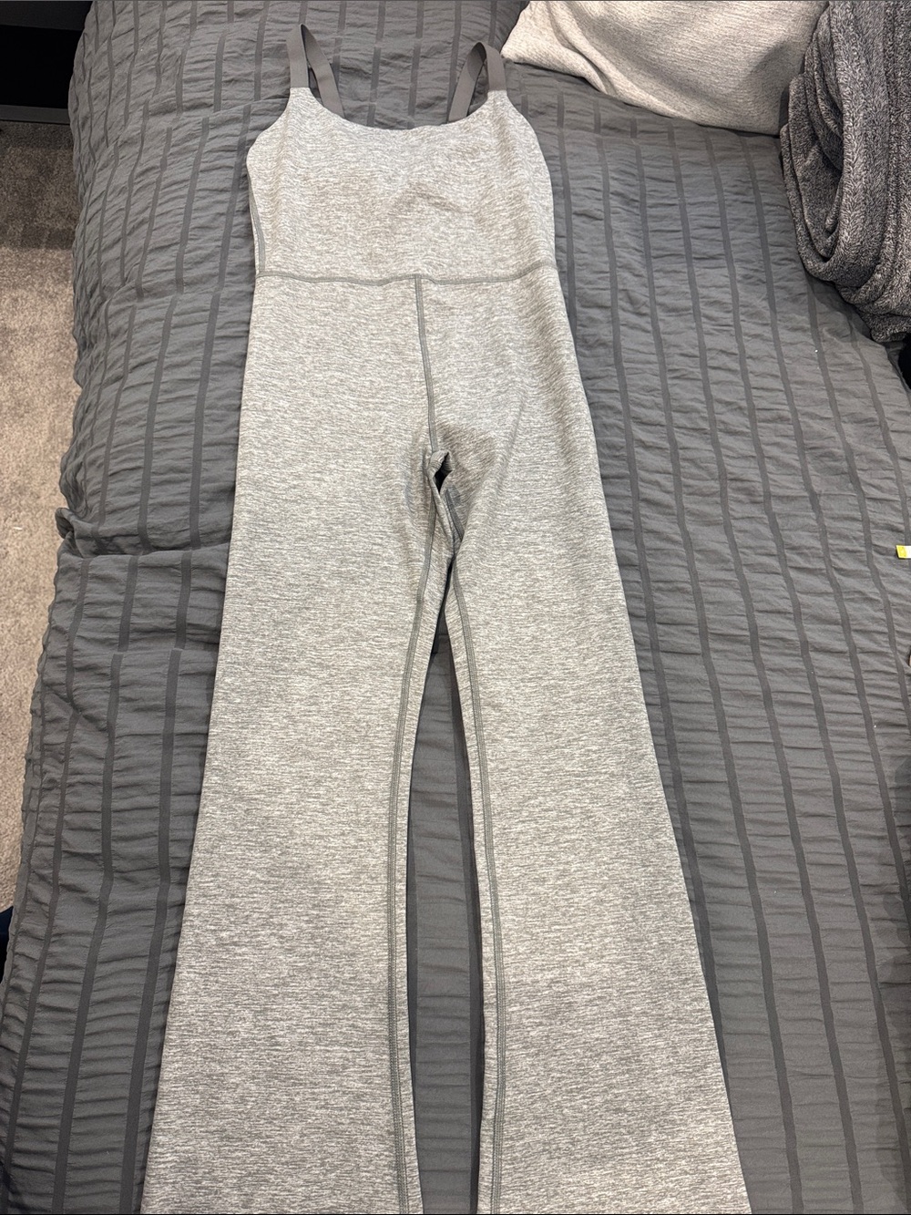 aerie Light Grey Knit Flared Jumpsuit Romper